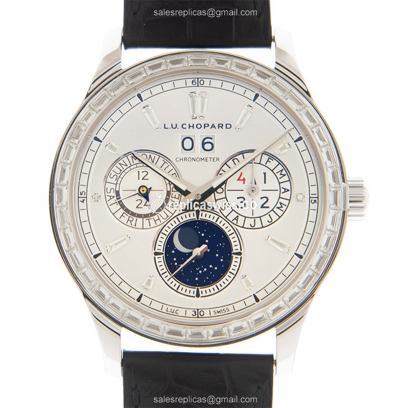 Chopard L.U.C 171927-1001 - Automatic 18kt White Gold - Diamond Dial - Black Leather Strap
